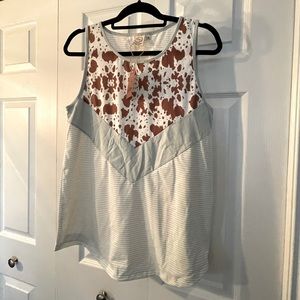 Grace and Emma Tank- NWT cow print and stripes